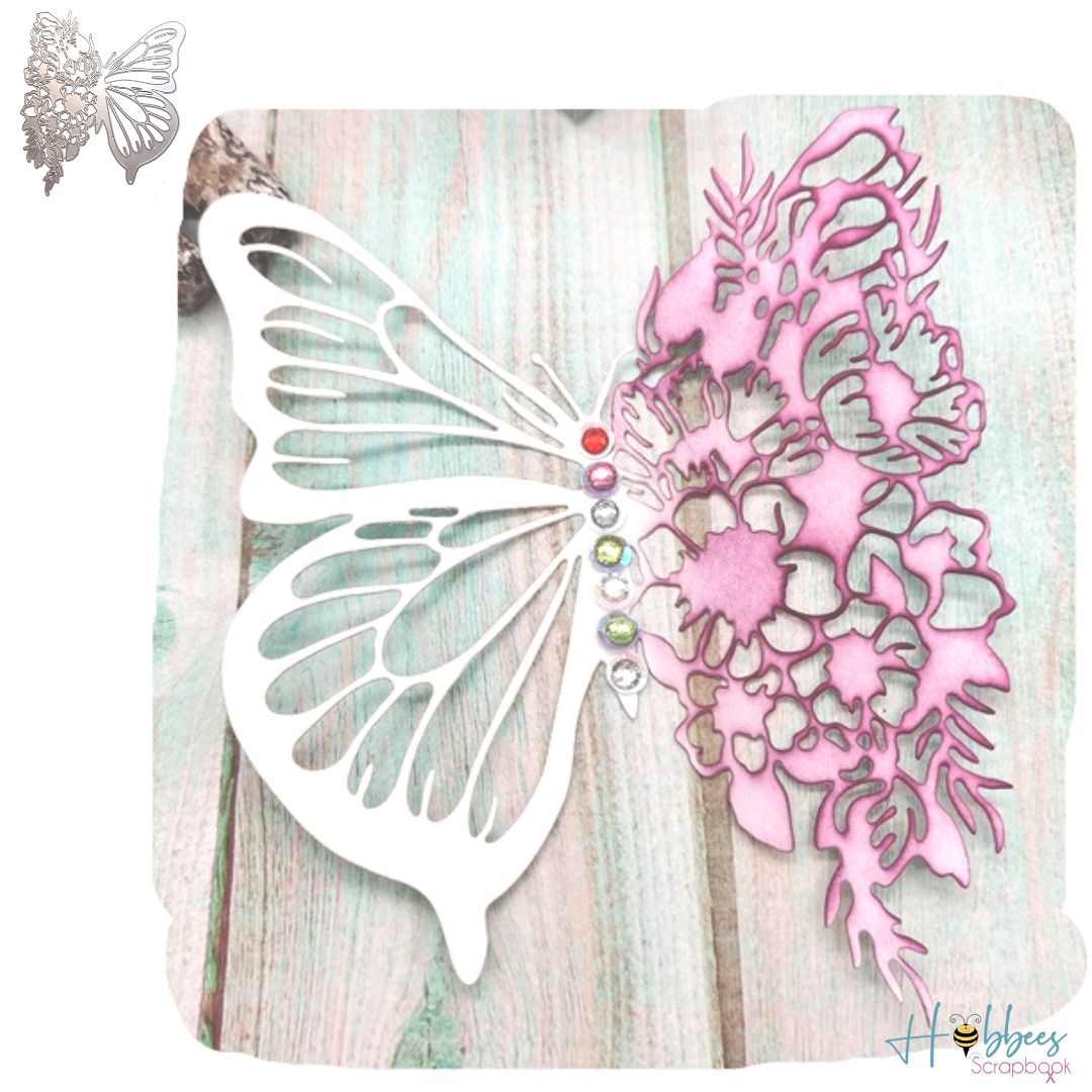 Suaje de Mariposa con Ala Floral Dados de Corte / Suajes / Troqueles Hobbees
