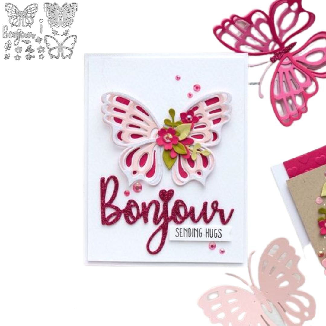 Suaje de Mariposas, Flores y Frases Dados de Corte / Suajes / Troqueles Hobbees