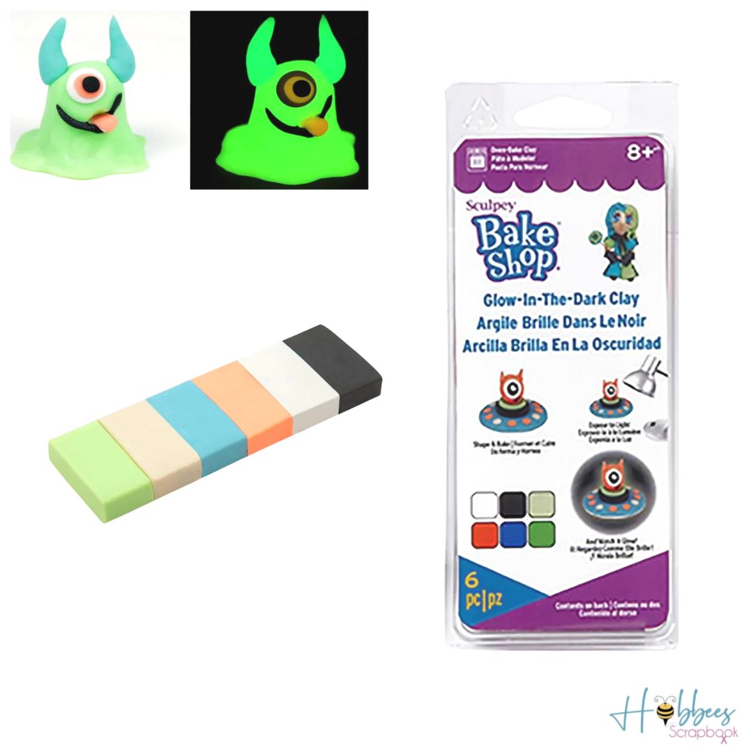 Bake Shop Oven-Bake Clay Glow in the Dark / Arcilla Brillo en la Oscuridad Modelado Sculpey
