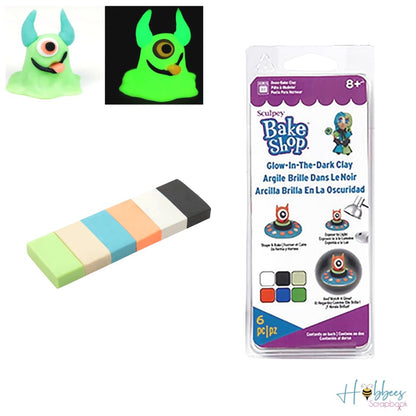 Bake Shop Oven-Bake Clay Glow in the Dark / Arcilla Brillo en la Oscuridad Modelado Sculpey