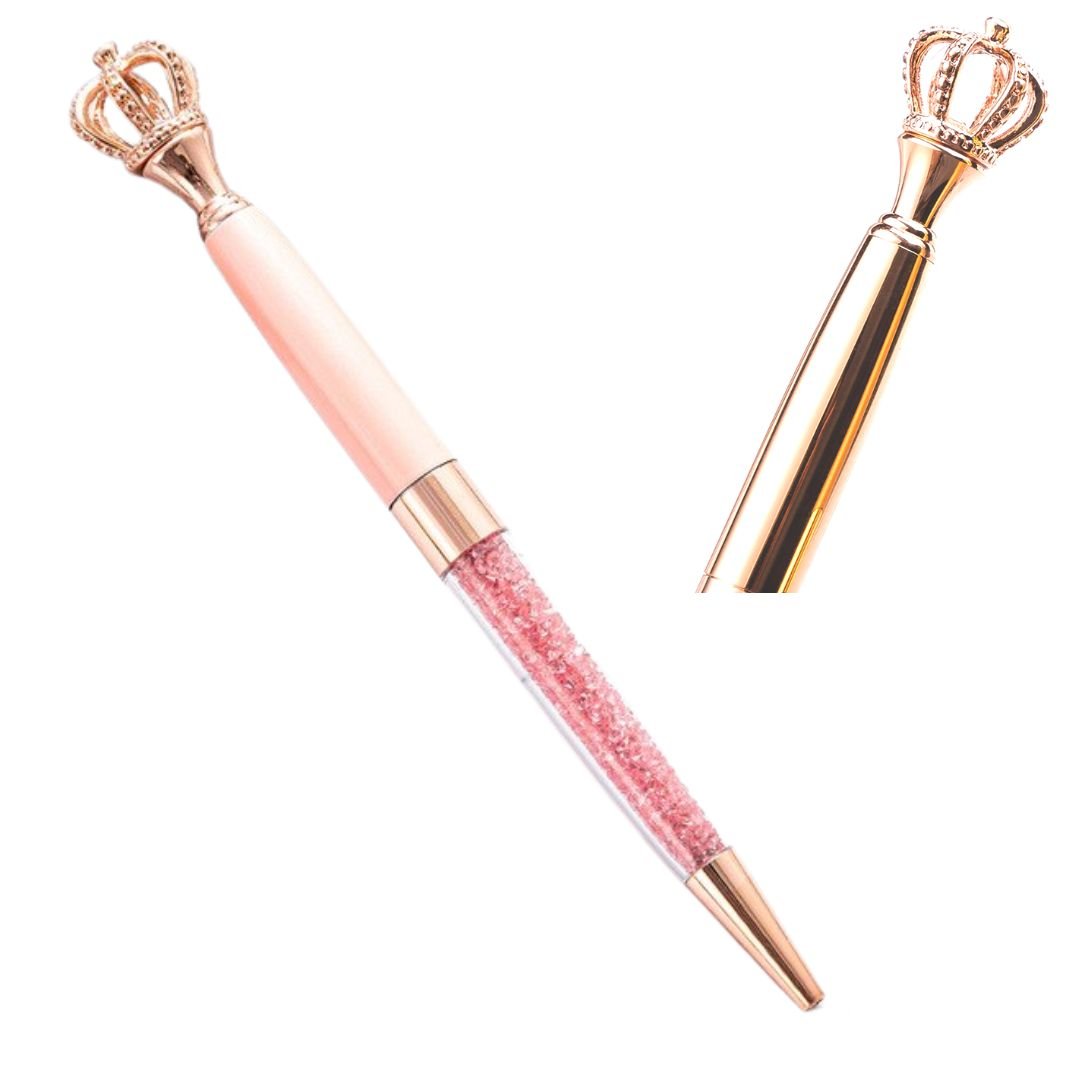 Bolígrafo Rosa, Tinta Negra con Detalles Oro Rosa Caligrafía plumas Hobbees