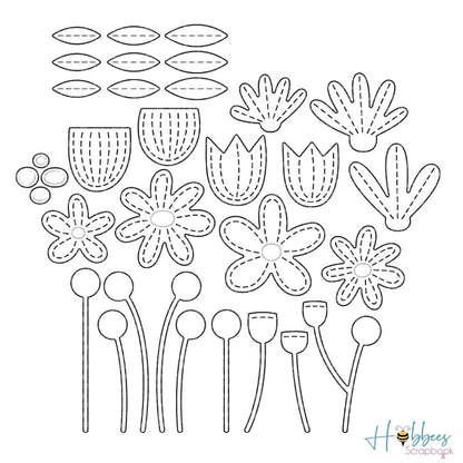 Suaje de Flores Pequeñas con Puntadas Dados de Corte / Suajes / Troqueles Hobbees