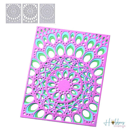 3 Suajes de Fondo en Capas de Mandala Dados de Corte / Suajes / Troqueles Hobbees