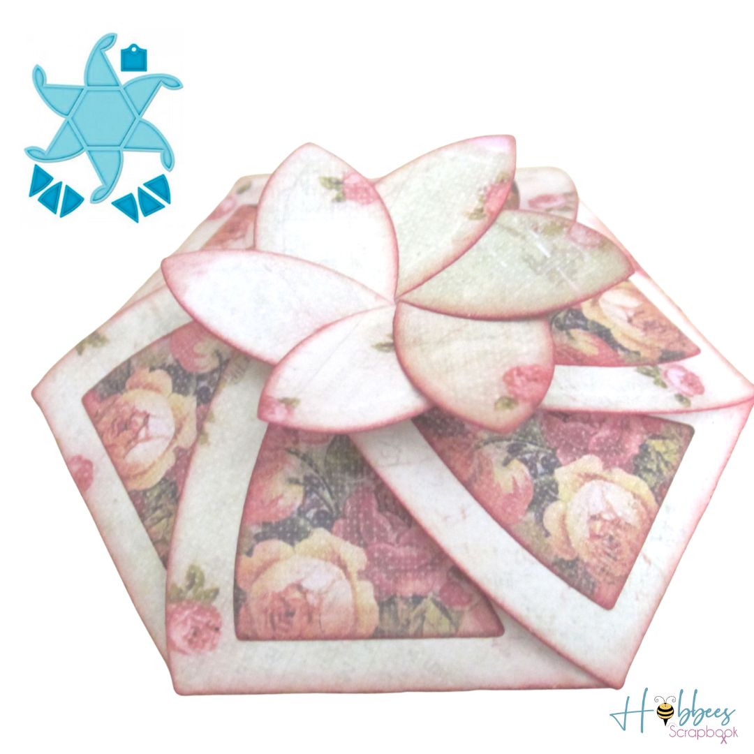 Hexagon Pinwheel Top Box / Cajita Hexagonal Rosa Dados de Corte / Suajes / Troqueles Spellbinders