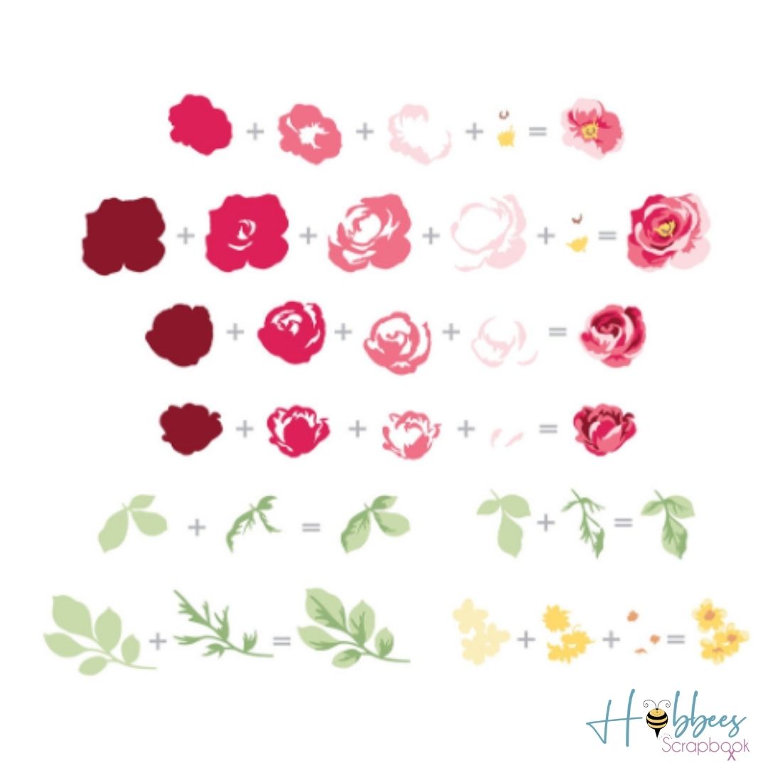 Suajes de Rosas Chicas en Capas Dados de Corte / Suajes / Troqueles Hobbees