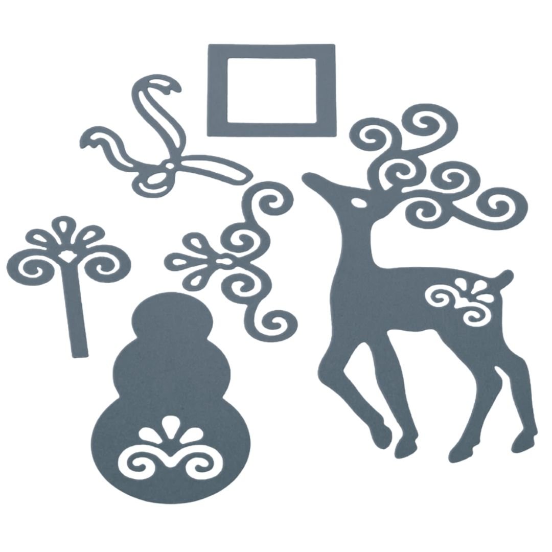 Suaje de Reno, Regalo y Hombre de Nieve Dados de Corte / Suajes / Troqueles Hobbees