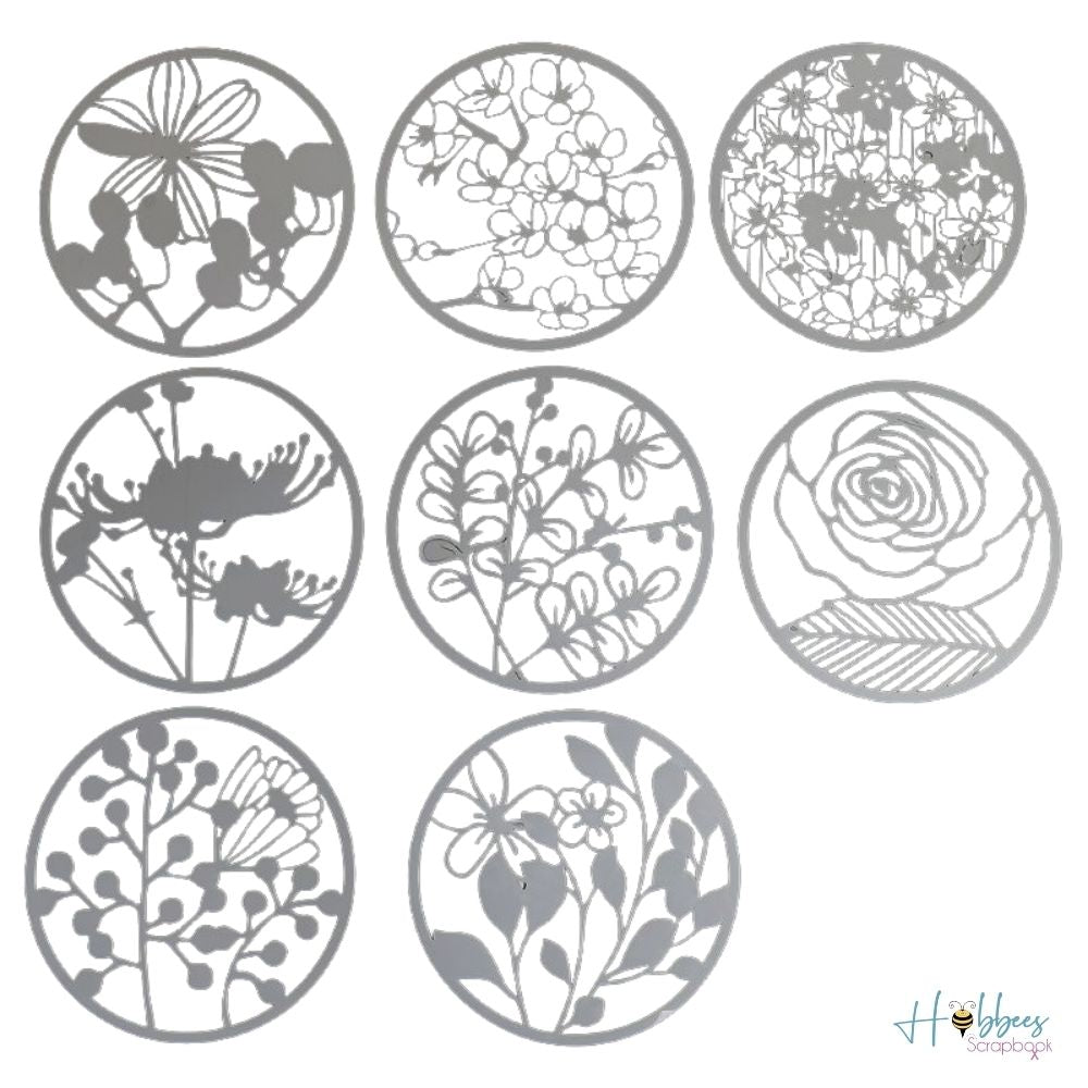 Flower Circle Stencils / 8 Plantillas de Flores Esténciles / Plantillas Hobbees