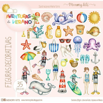 Kit de Papel Cartulina Aventuras de Verano Papel Memory Kits