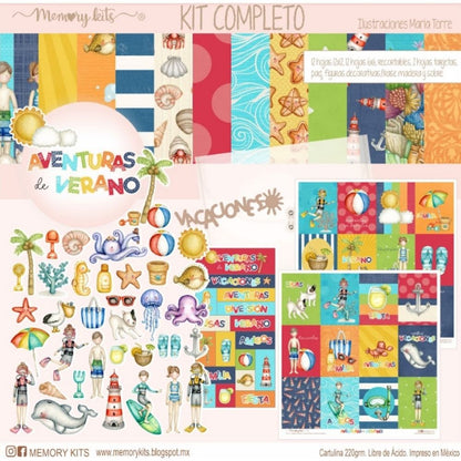 Kit de Papel Cartulina Aventuras de Verano Papel Memory Kits