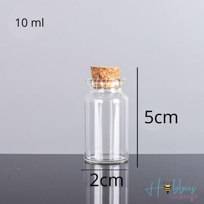6 Frasquitos de Vidrio con Tapa de Corcho 10ml Descontinuado Hobbees