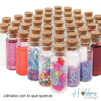 6 Frasquitos de Vidrio con Tapa de Corcho 10ml Descontinuado Hobbees
