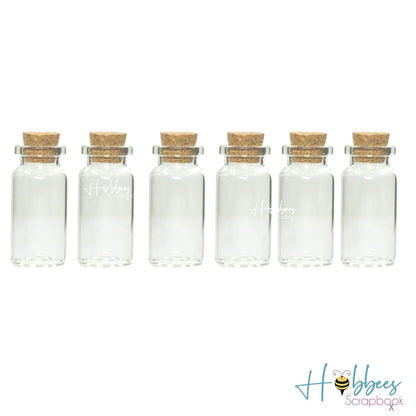 6 Frasquitos de Vidrio con Tapa de Corcho 10ml Descontinuado Hobbees