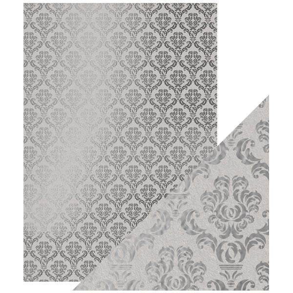 Foiled Kraft Paper Silver Damask / Papel Kraft Metalizado con Plateado Descontinuado Craft Perfect