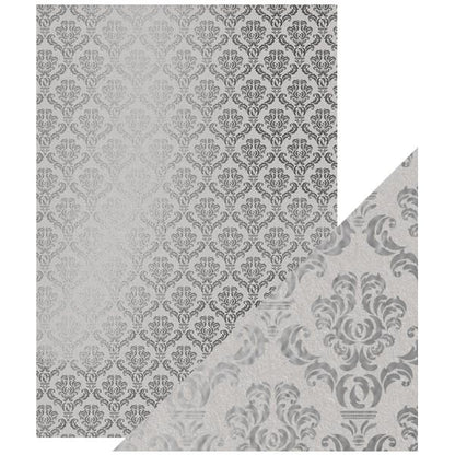 Foiled Kraft Paper Silver Damask / Papel Kraft Metalizado con Plateado Descontinuado Craft Perfect