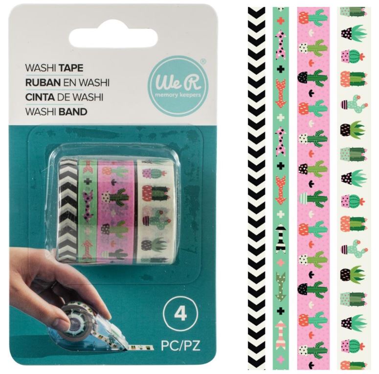 Washi Tape Succulent / 4 Cintas Adhesivas Suculentas Cactus Descontinuado We R Memory Keepers
