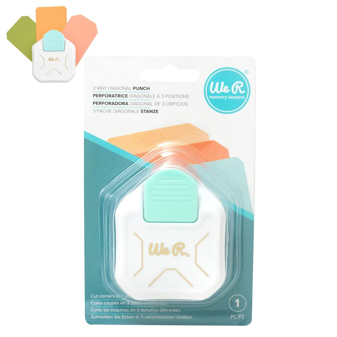 3-Way Corner Punch Diagonal / Perforadora de 3 Esquinas Diagonal. Perforadoras We R Memory Keepers