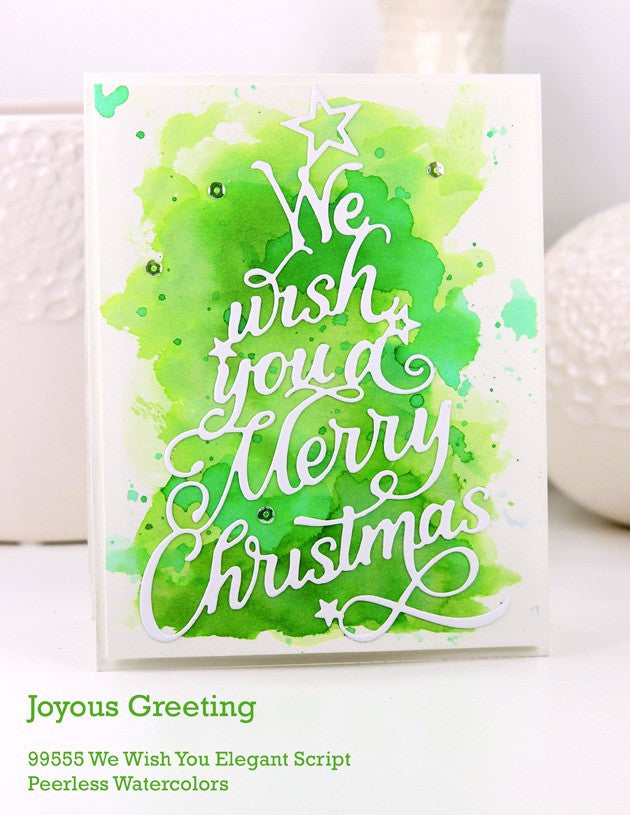 We Wish You Elegant Script Dies / Suaje de Corte Árbol de Navidad Con Letras Descontinuado Memory Box