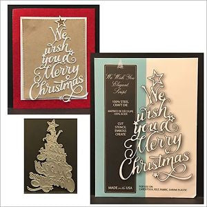 We Wish You Elegant Script Dies / Suaje de Corte Árbol de Navidad Con Letras Descontinuado Memory Box