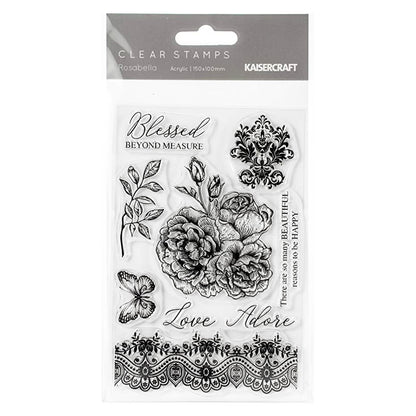 Rosabella Clear Acrylic Stamps / Sellos de Polímero Rosas Descontinuado Kaiser Craft