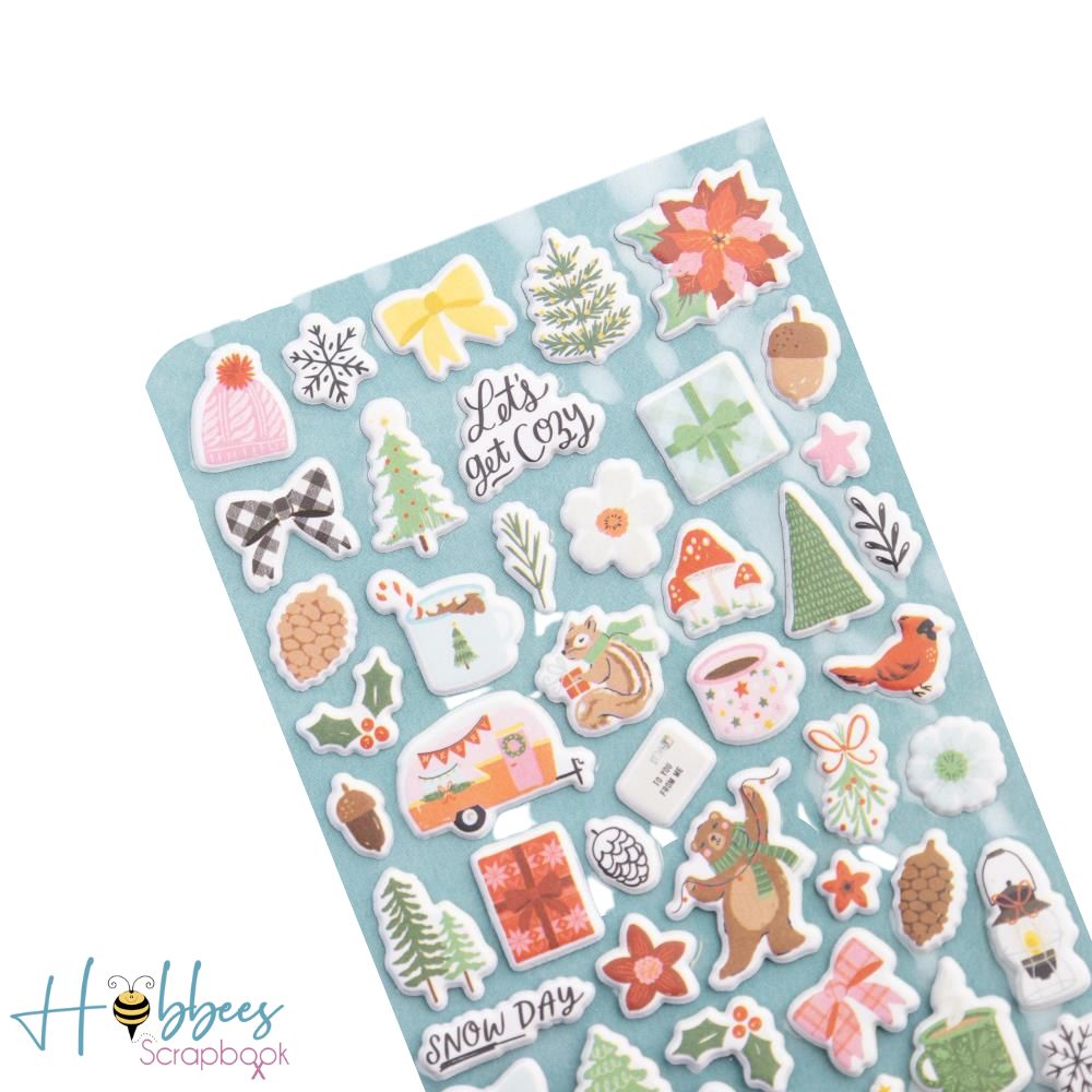 Mittens &amp; Mistletoe Puffy Stickers / Pegatinas con Realce Manoplas y Muérdago Stickers Crate Paper