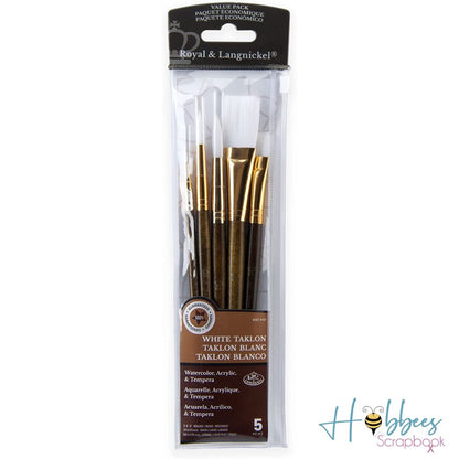 White Taklon Value Pack Brush Set / Juego de Brochas Cerdas Blancas Pinceles y Brochas Royal Langnickel