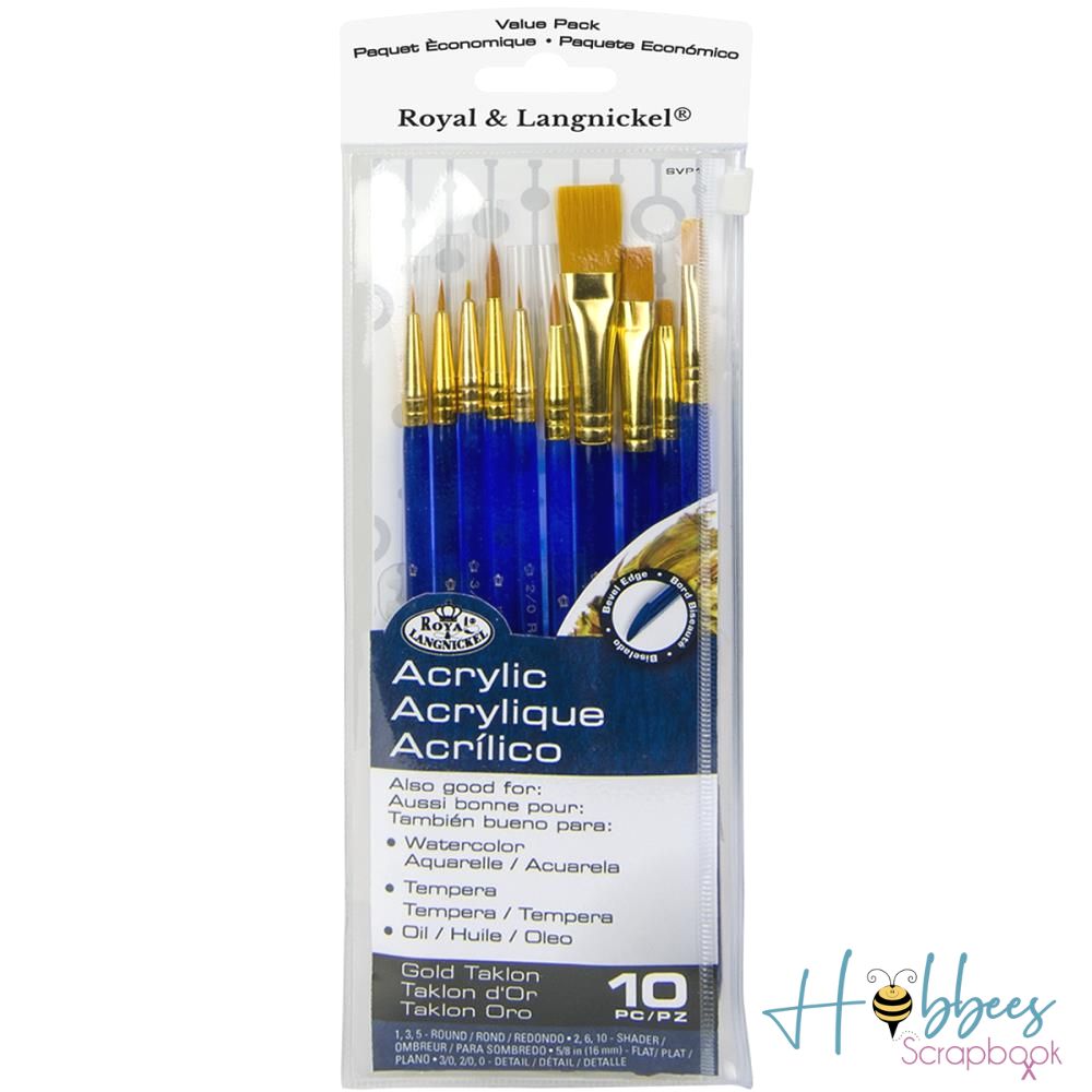 Gold Taklon Super Value Pack Brush Set / Juego de brochas Taklon Pinceles y Brochas Royal Langnickel