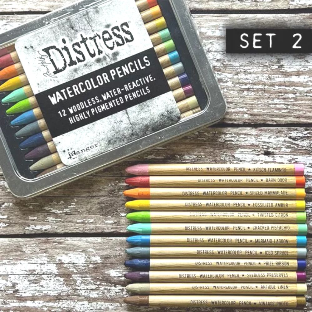 Tim Holtz Distress Watercolor Pencils / Lápices de Acuarela Set 2 Acuarela Ranger