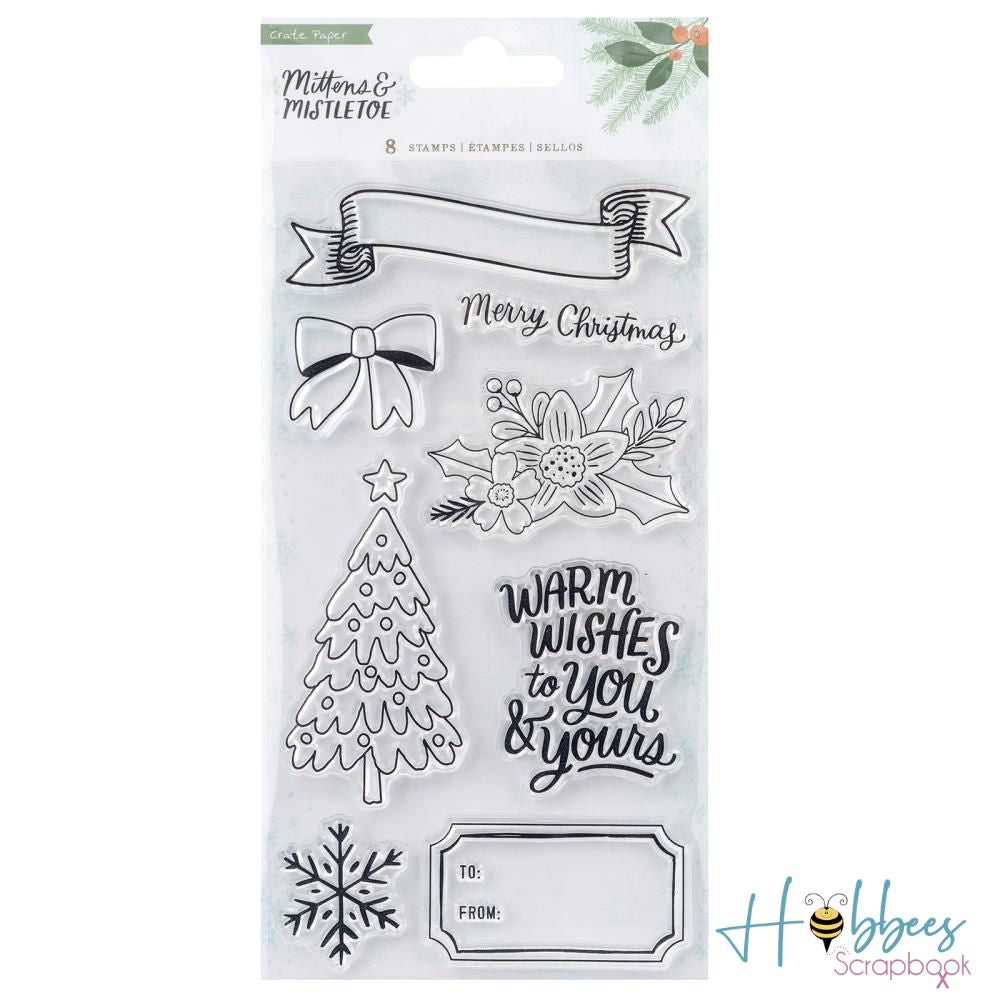 Mittens &amp; Mistletoe Acrylic Clear Stamps / Sellos de Acrílico Manoplas y Muérdago Sellos Crate Paper