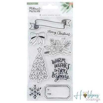 Mittens &amp; Mistletoe Acrylic Clear Stamps / Sellos de Acrílico Manoplas y Muérdago Sellos Crate Paper