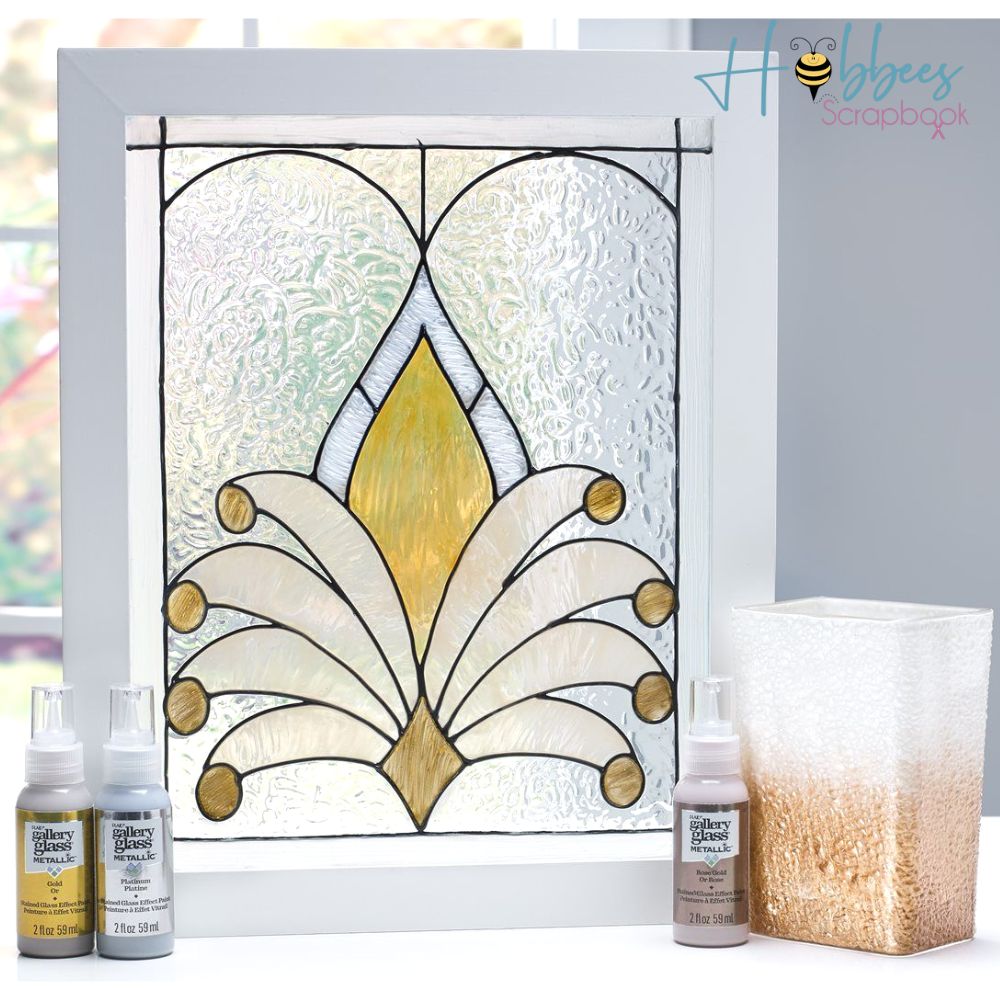 Gallery Glass Paint Silver Glittter  / Pintura para Vitral Plata con Glitter Vitral Folk Art