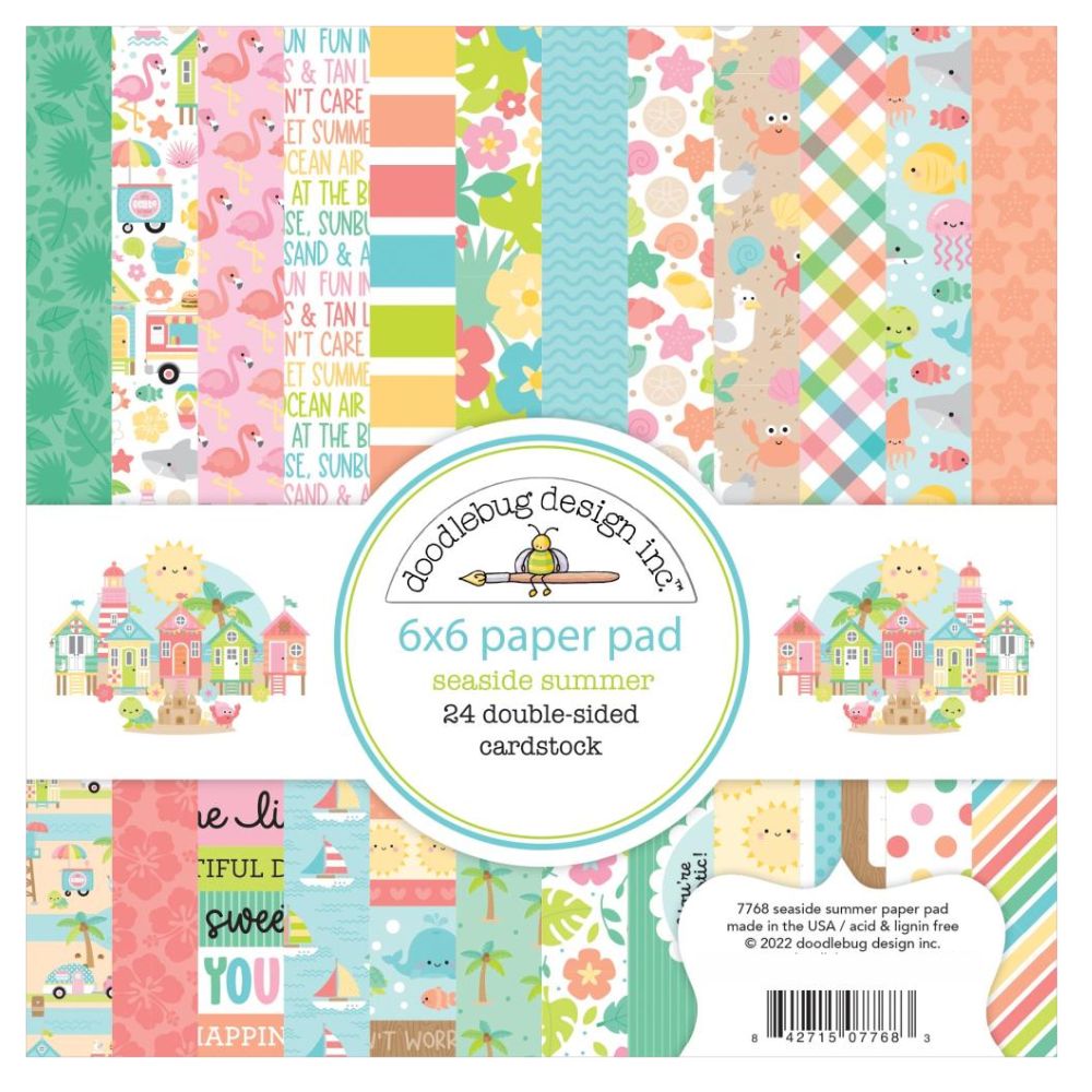 Double-Sided Paper Pad Seaside Summer 6&quot; / Block de Papel Verano Junto al Mar Papel Doodlebug