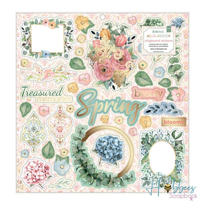 Willow &amp; Sage Chipboard Stickers / Pegatinas de Aglomerado Estampas BoBunny