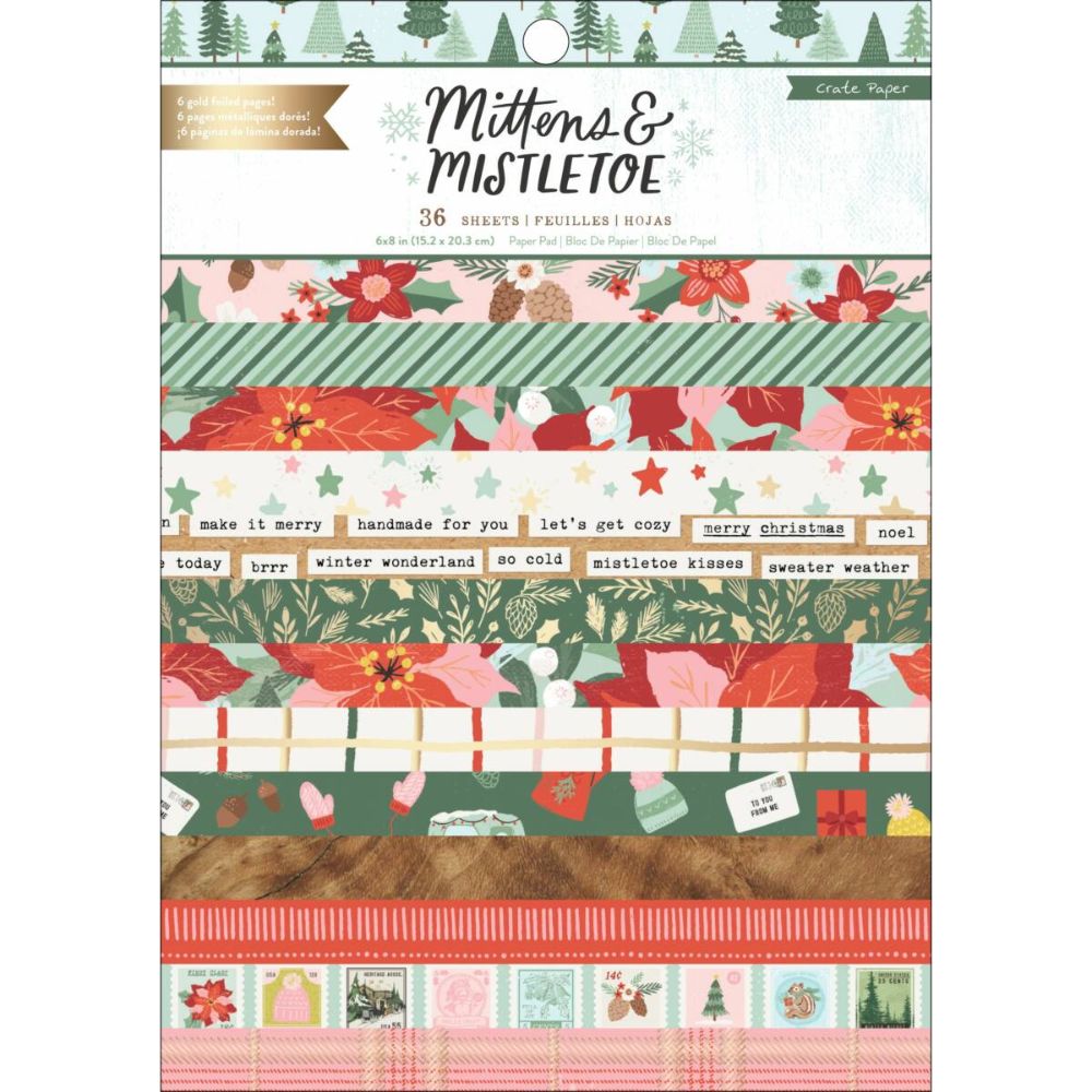 Mittens &amp; Mistletoe 6 x 8 Paper Pad / Bloc de Papel Muérdago Papel Crate Paper