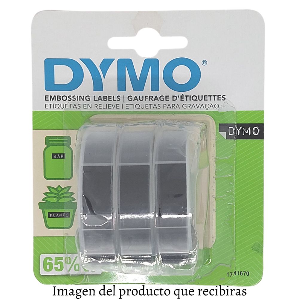 EA - Black Caption Maker Tape Refill / Cintas de Repuesto Negras para Rotuladora de Frases Repuestos Dymo