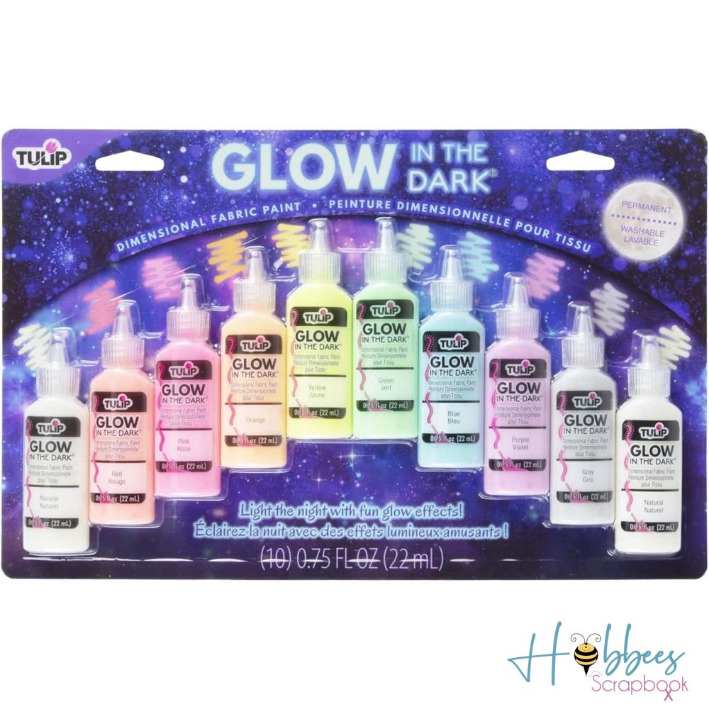 Dimensional Fabric Paint Pack Glow in the Dark  / Pintura para Tela que Brilla en la Oscuridad Pintura para Tela Tulip