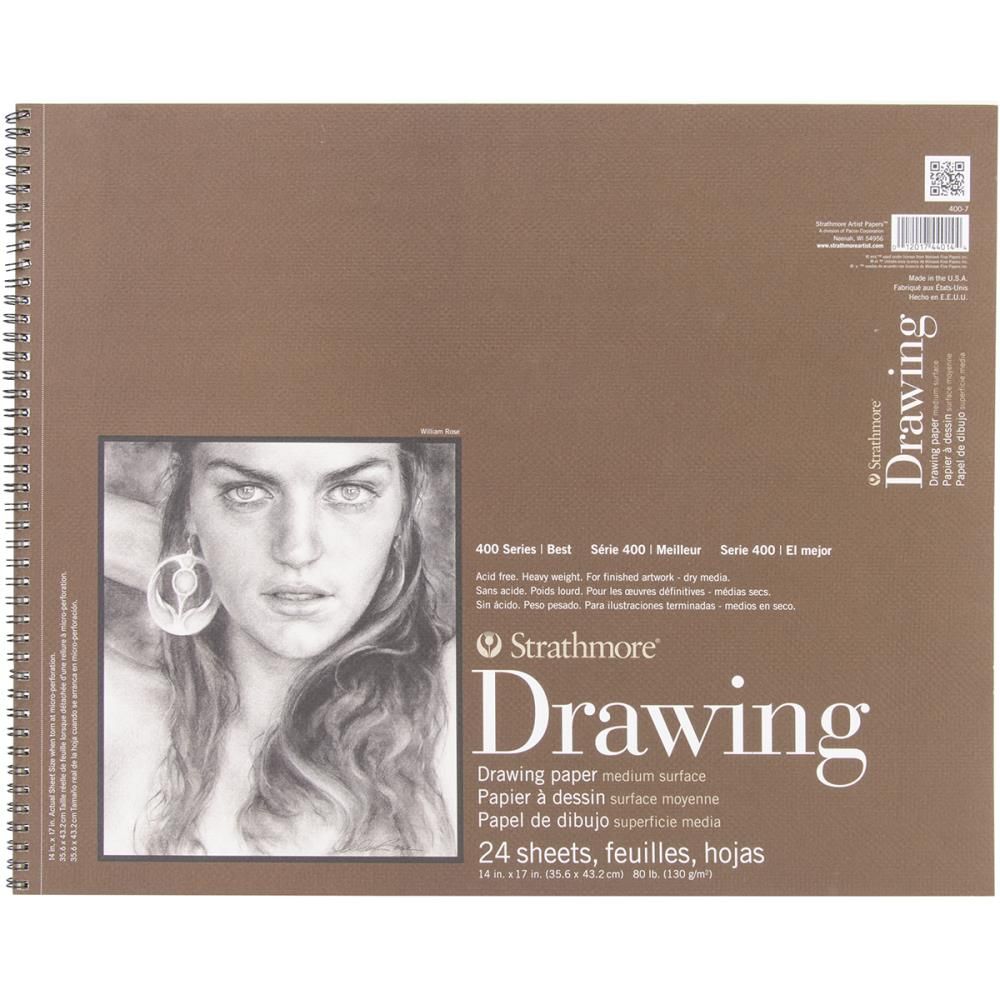 Strathmore Medium Drawing Spiral Paper Pad 14 x 17&quot; / Bloc de Papel en Espiral para Dibujo Papel para Arte Strathmore