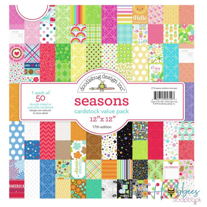 Doodlebug Cardstock Value Pack Seasons 12" / Paquete Papel Estaciones Descontinuado Doodlebug
