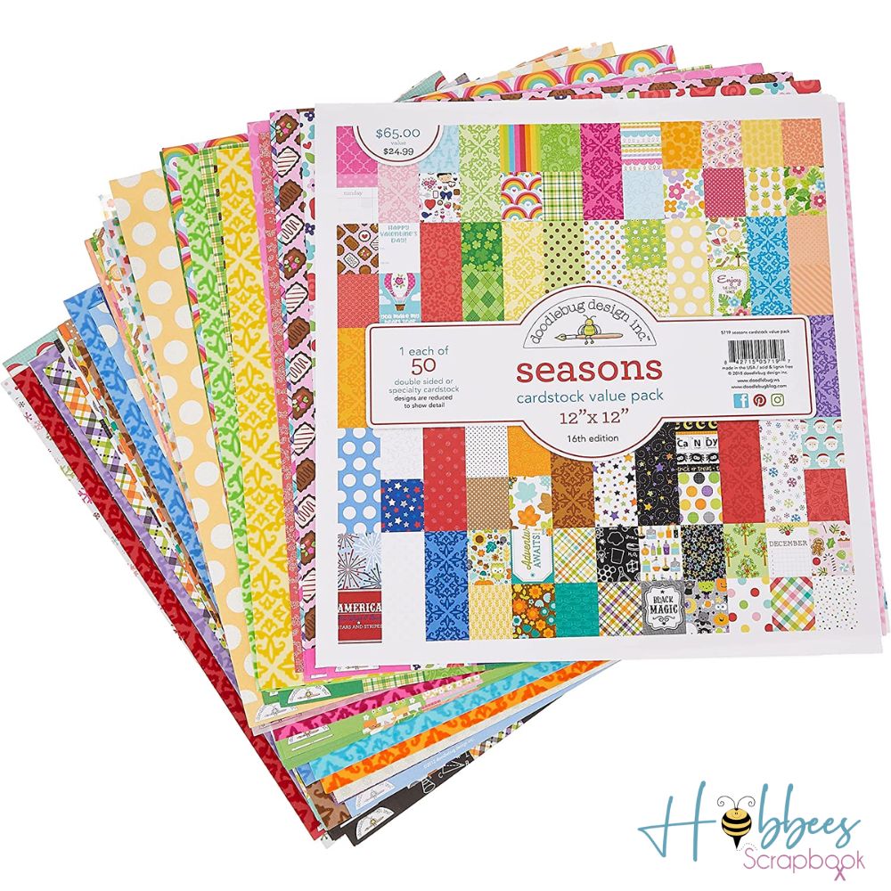 Doodlebug Cardstock Value Pack Seasons 12" / Paquete Papel Estaciones Descontinuado Doodlebug