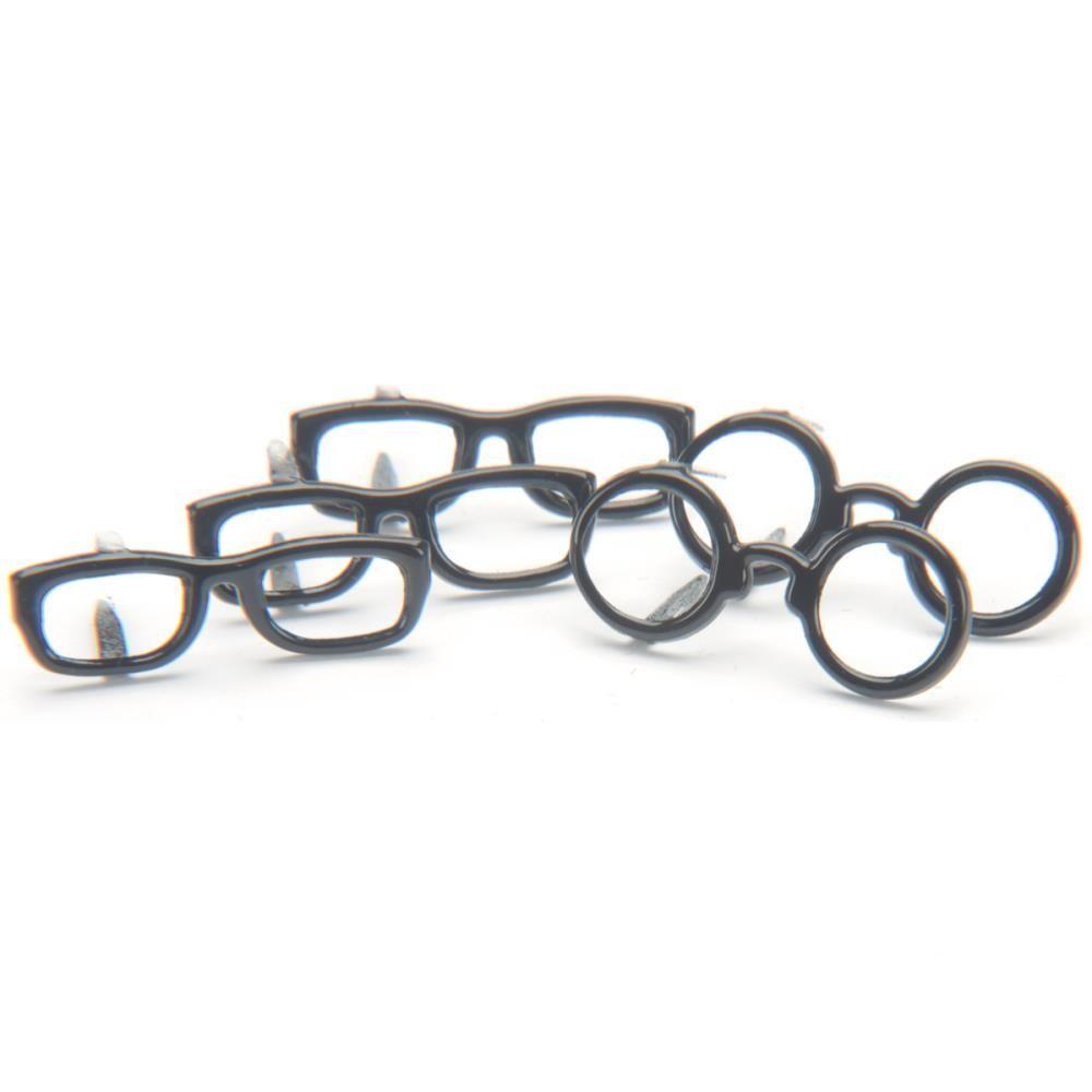 12 Black Glasses Brads / Sujetadores Lentes Negros Adornos / Embellishments Eyelet Outlet