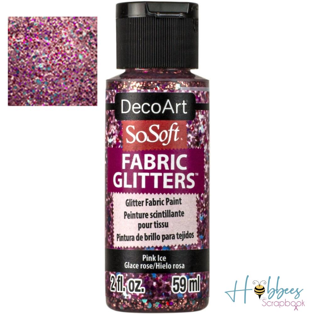 SoSoft Fabric Glitters Paint Pink Ice / Pintura para Tela con Diamantina Rosa Acrìlicos DecoArt