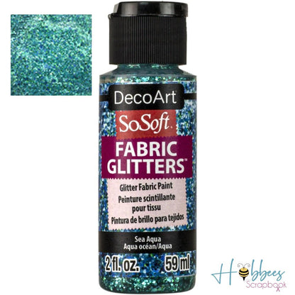 SoSoft Fabric Glitters Paint Sea Aqua / Pintura para Tela con Diamantina Agua de Mar Acrìlicos DecoArt