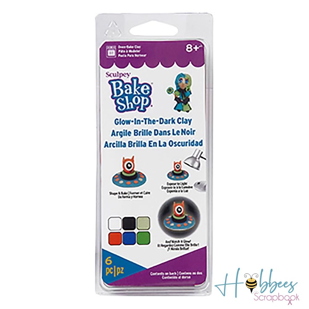 Bake Shop Oven-Bake Clay Glow in the Dark / Arcilla Brillo en la Oscuridad Modelado Sculpey