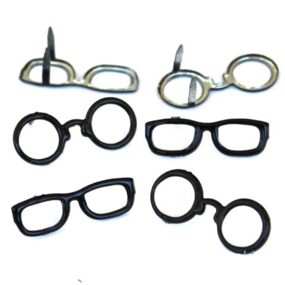 12 Black Glasses Brads / Sujetadores Lentes Negros Adornos / Embellishments Eyelet Outlet