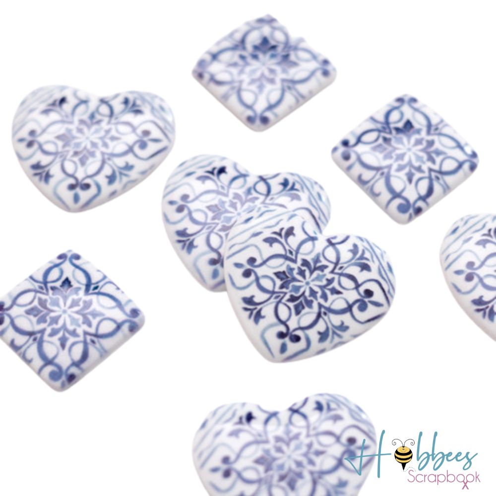 Antique Garden Tile Hearts / Corazones de Azulejo Adornos / Embellishments K &amp; Company