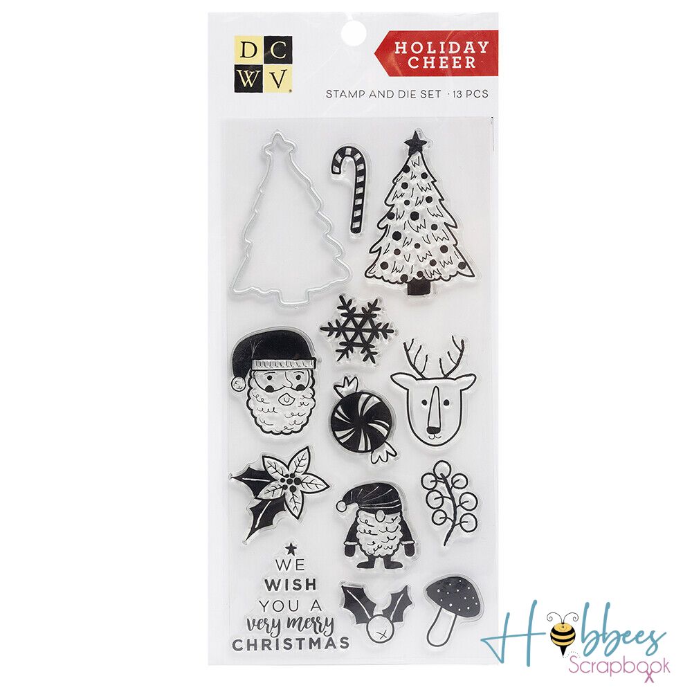 Stamp &amp; Die Set Holiday Cheer / Sellos y Troquel &quot;Alegría de las Fiestas&quot; Sellos DCWV