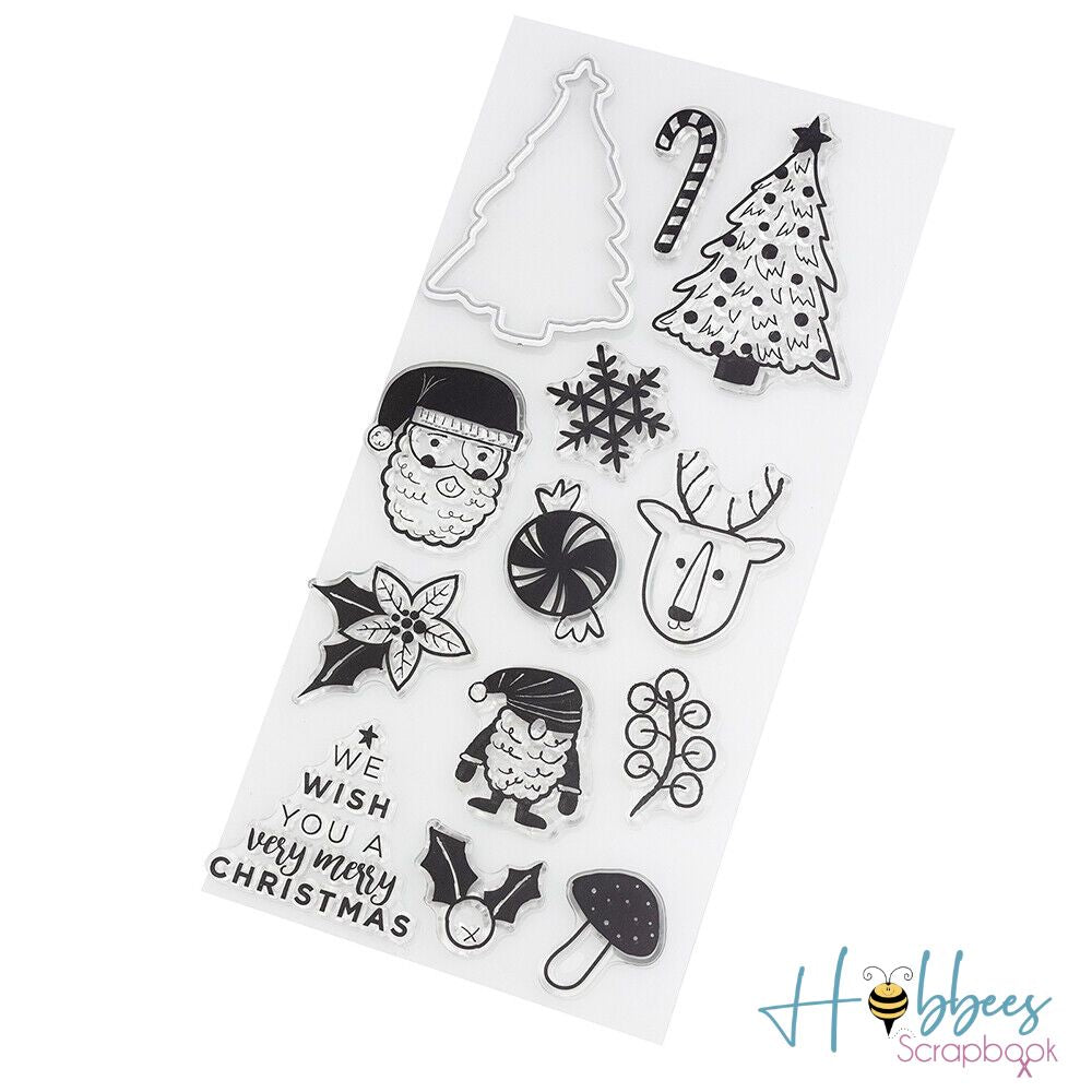 Stamp &amp; Die Set Holiday Cheer / Sellos y Troquel &quot;Alegría de las Fiestas&quot; Sellos DCWV