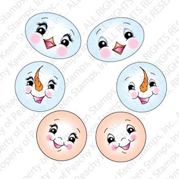 Winter Wonderland Faces Stamps / Sellos de Goma Caras de Invierno Sellos Peachy Keen