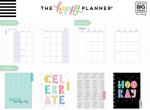 Happy Planner Funky Brights Mini Planner 2020 / Mini Planificador con Fecha de 12 Meses Happy Planner Agendas y Journals Me &amp; My Big Ideas
