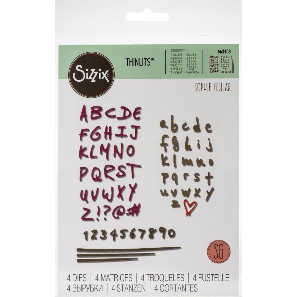 Thinlits Doodle Alphabet &amp; Numbers Die / Suajes de Alfabeto y Números Descontinuado Sizzix