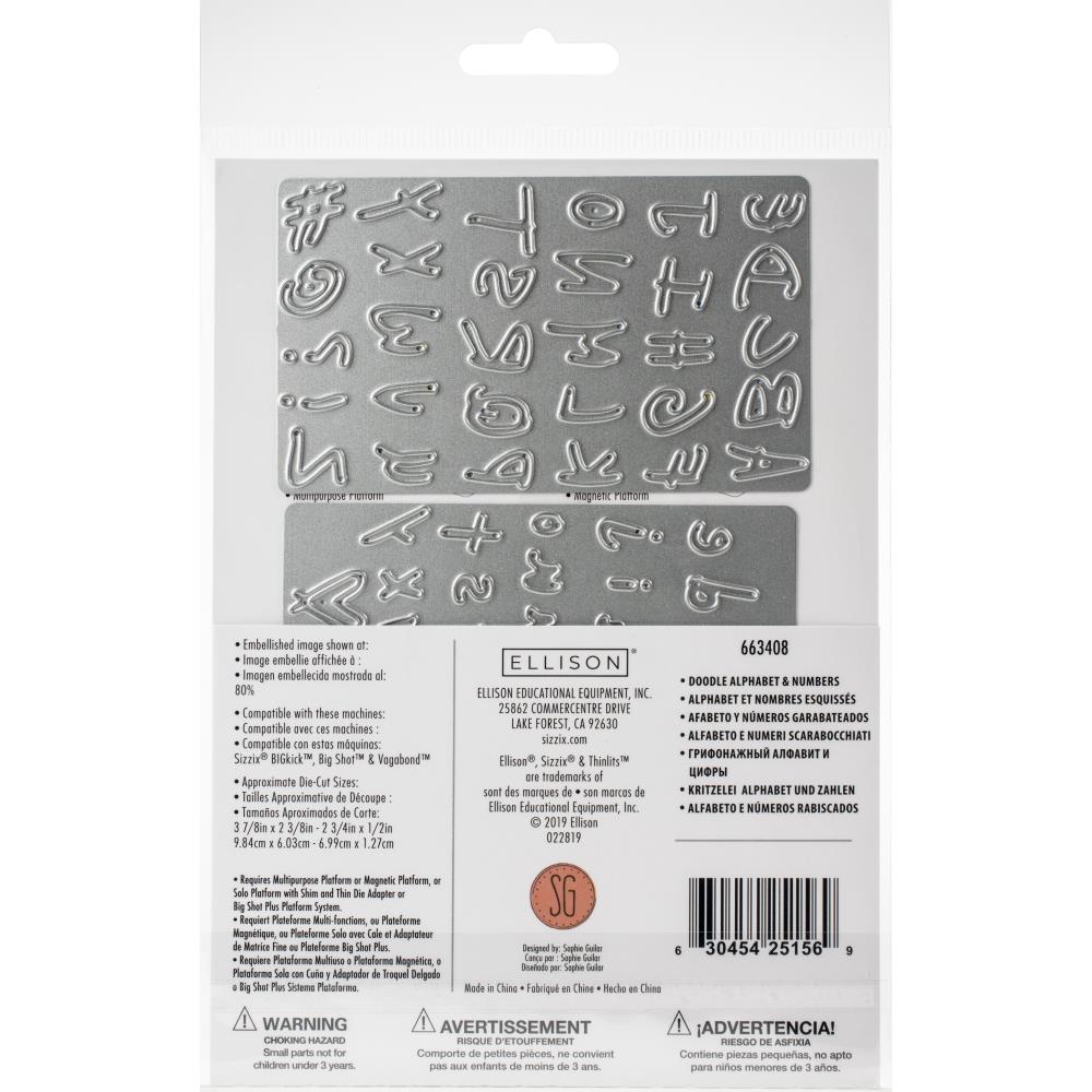 Thinlits Doodle Alphabet &amp; Numbers Die / Suajes de Alfabeto y Números Descontinuado Sizzix